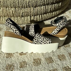 Gianni Bini Barreno Cheetah Bovine Hair Platform Sandal Heels